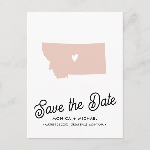 MONTANA State Destination Wedding ANY COLOR    Announcement Postcard