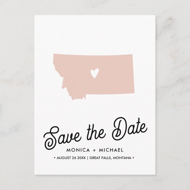 MONTANA State Destination Wedding ANY COLOR    Announcement Postcard (Front)