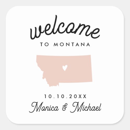 MONTANA State Destination Wedding ANY COLOR Square Sticker