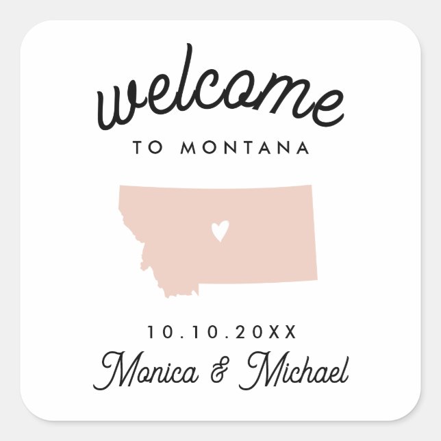 MONTANA State Destination Wedding ANY COLOR Square Sticker (Front)