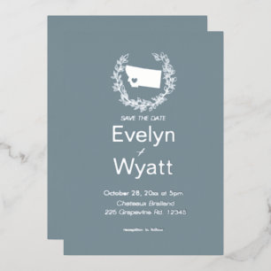 Montana  State Destination Wedding    Foil Invitation