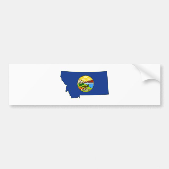 Montana State Flag and Map Bumper Sticker (Front)
