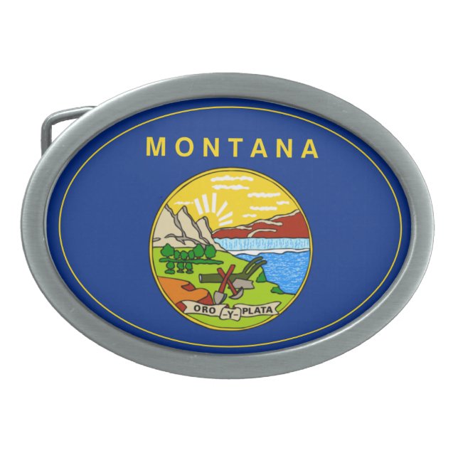 MONTANA STATE FLAG BELT BUCKLE (Front)