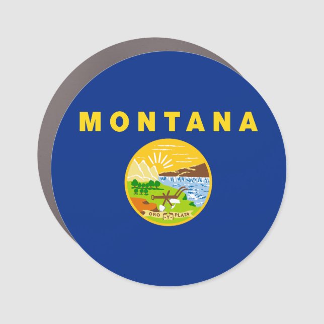 Montana State Flag Car Magnet (Front)