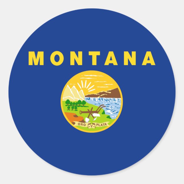 Montana State Flag Classic Round Sticker (Front)