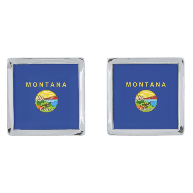 Montana State Flag Design Cufflinks (Front)
