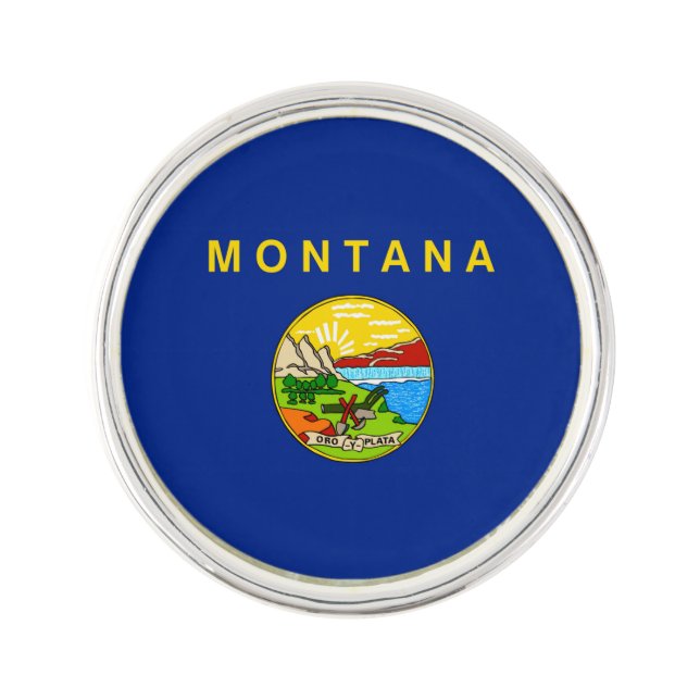 Montana State Flag Design Decor Pin (Front)