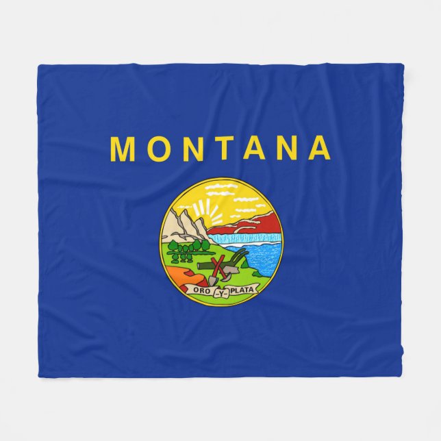 Montana State Flag Design Fleece Blanket (Front (Horizontal))
