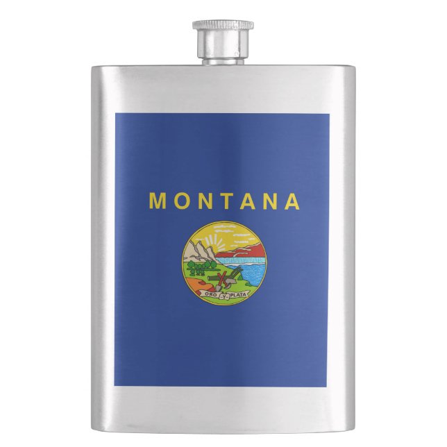Montana State Flag Design Hip Flask (Front)