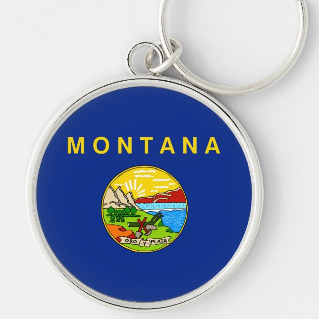Montana State Flag Design Keychain (Front)