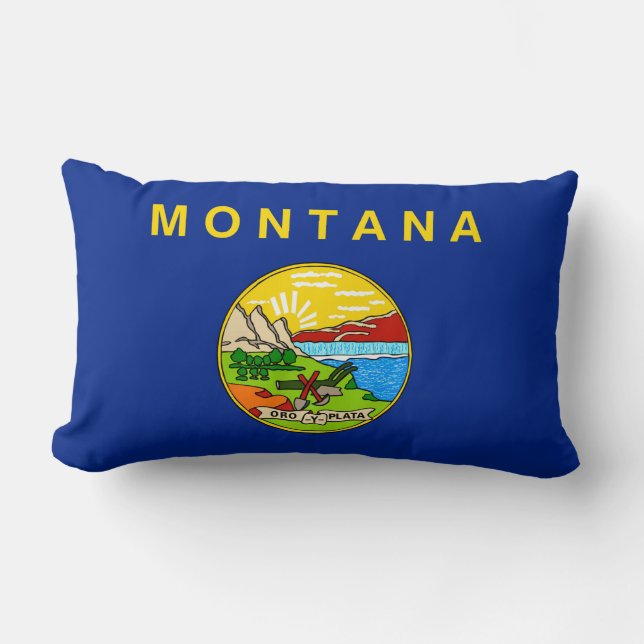 Montana State Flag Design Lumbar Pillow (Front)