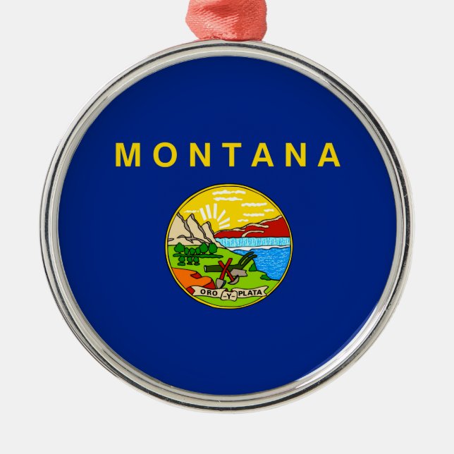 Montana State Flag Design Metal Ornament (Front)