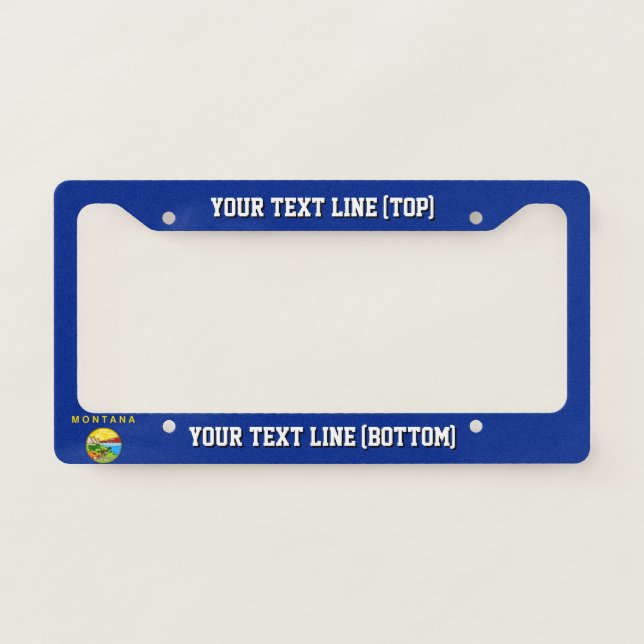 Montana State Flag Design on a Personalized License Plate Frame (Front)