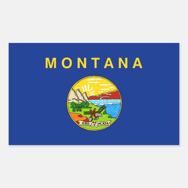 Montana State Flag Design Rectangular Sticker (Front)