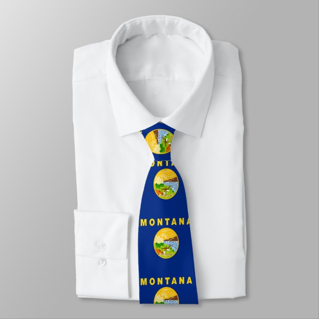 Montana State Flag Neck Tie (Tied)