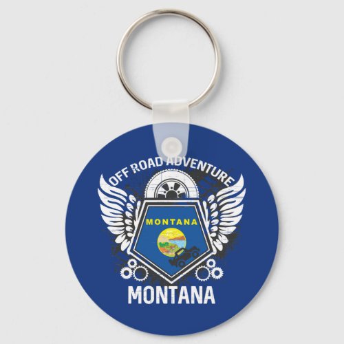 Montana State Flag Off Road Adventure 4x4 Bogging Keychain