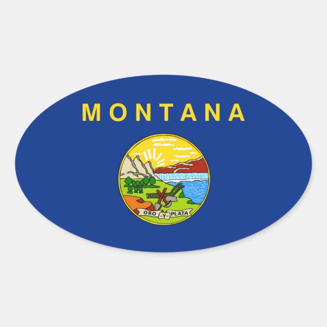 Montana state flag oval sticker (Front)