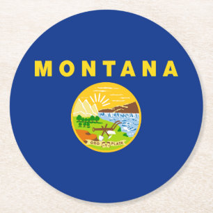 Montana State Flag Round Paper Coaster