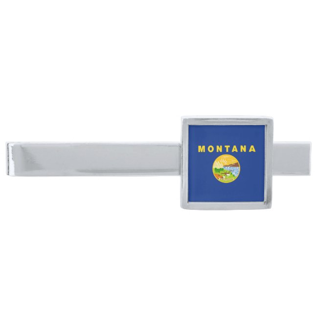 Montana State Flag Silver Finish Tie Bar (Front)