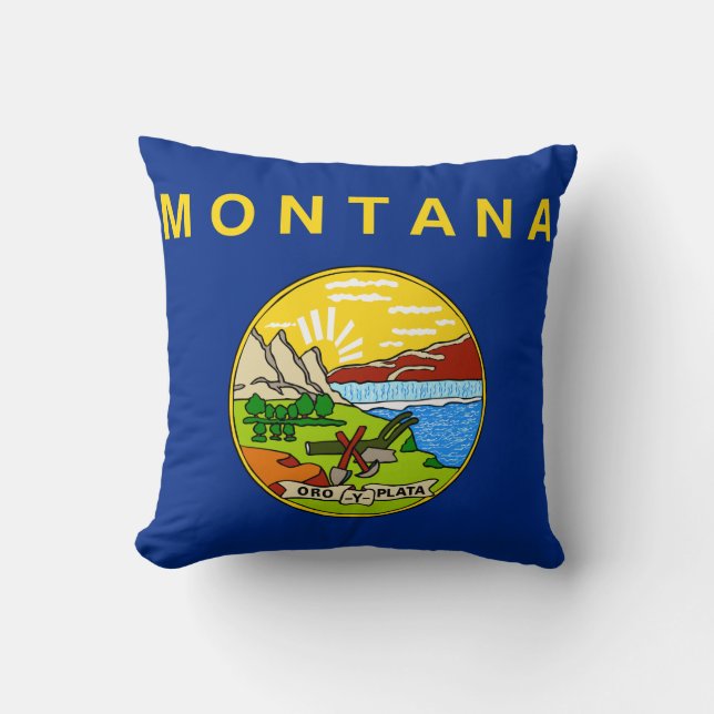 Montana State Flag Throw Pillow (Front)
