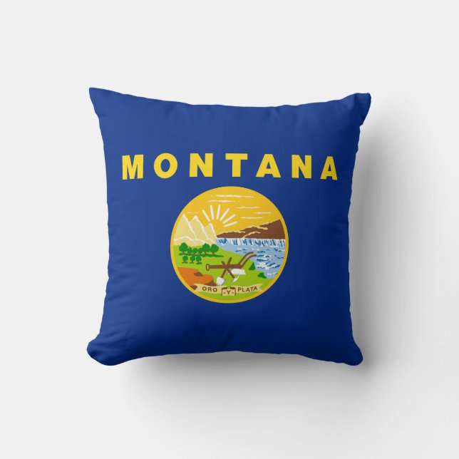 Montana State Flag Throw Pillow (Front)