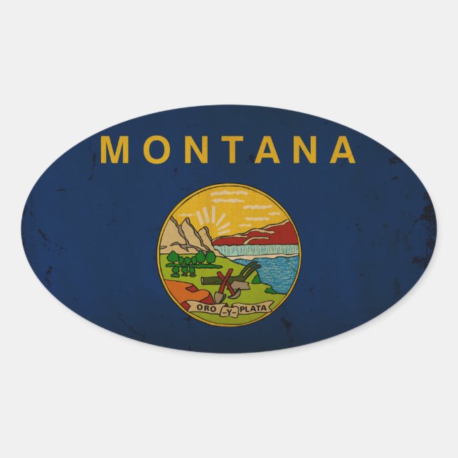 Montana State Flag VINTAGE.png Oval Sticker (Front)