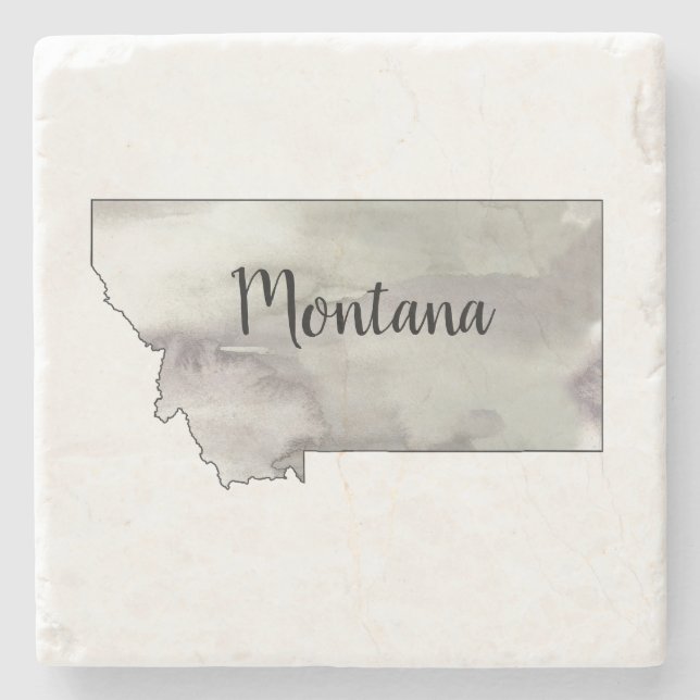 Montana State Illustration Art Stone Coaster (Front)
