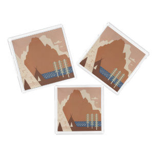 Montana State: Indian Tribes, Mountains, Prairie Acrylic Tray