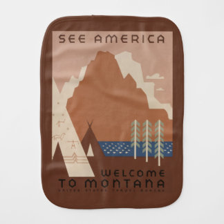 Montana State: Indian Tribes, Mountains, Prairie Baby Burp Cloth