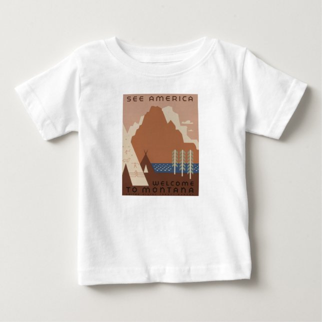 Montana State: Indian Tribes, Mountains, Prairie Baby T-Shirt (Front)