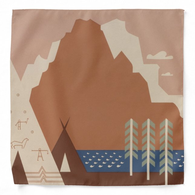 Montana State: Indian Tribes, Mountains, Prairie Bandana (Front)
