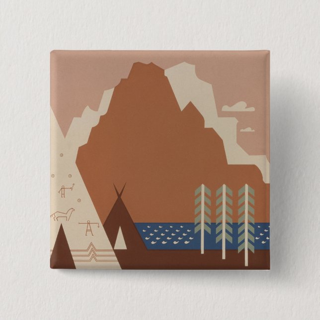 Montana State: Indian Tribes, Mountains, Prairie Button (Front)