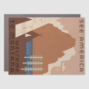 Montana State: Indian Tribes, Mountains, Prairie Car Magnet