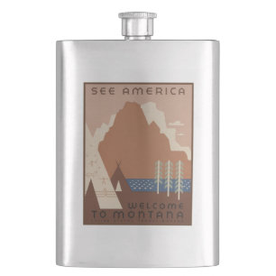 Montana State: Indian Tribes, Mountains, Prairie Flask