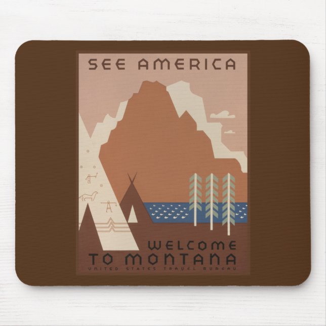 Montana State: Indian Tribes, Mountains, Prairie Mouse Pad (Front)