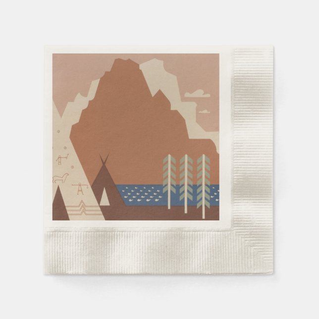 Montana State: Indian Tribes, Mountains, Prairie Napkins (Front)