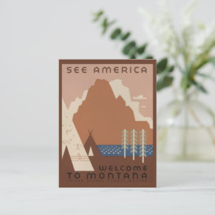 Montana State: Indian Tribes, Mountains, Prairie Postcard