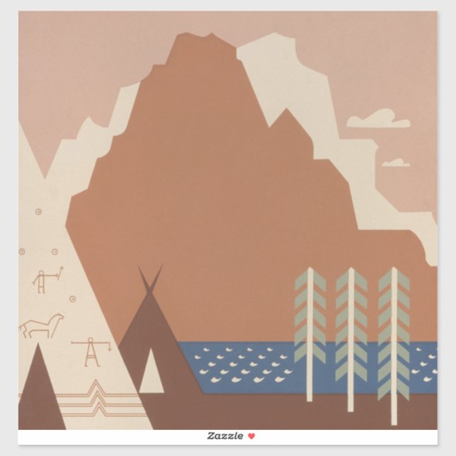 Montana State: Indian Tribes, Mountains, Prairie Sticker (Sheet)