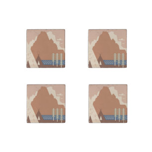Montana State: Indian Tribes, Mountains, Prairie Stone Magnet