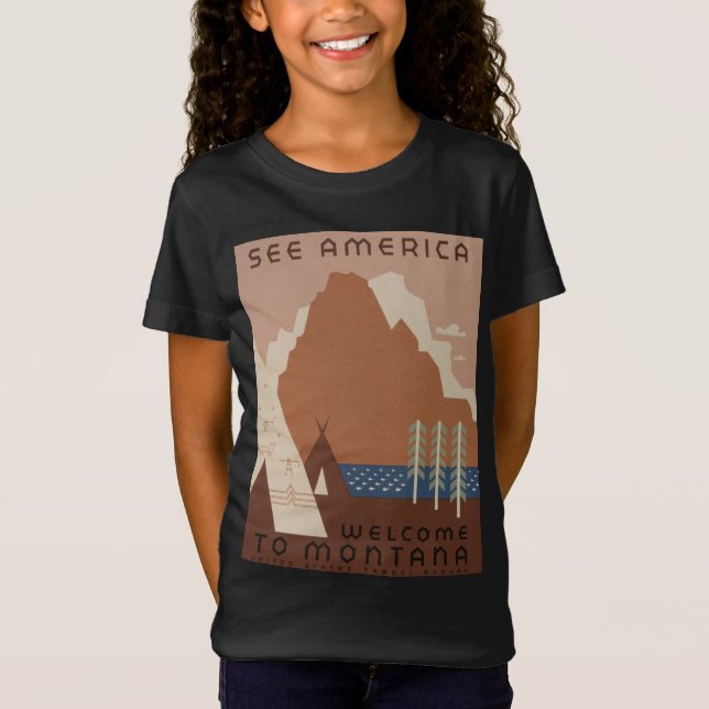 Montana State: Indian Tribes, Mountains, Prairie T-Shirt (Front)