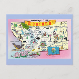Montana State Map Postcard