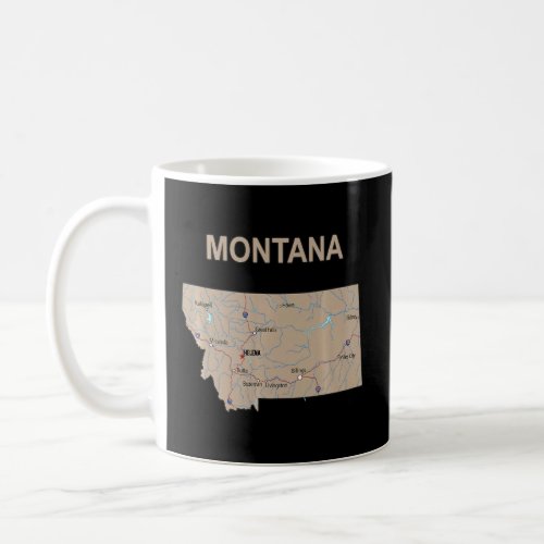 Montana State Map With Major Cities Main Roads Riv Coffee Mug
