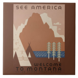 Montana State: Mountains, Tribes, Big Sky Country Ceramic Tile