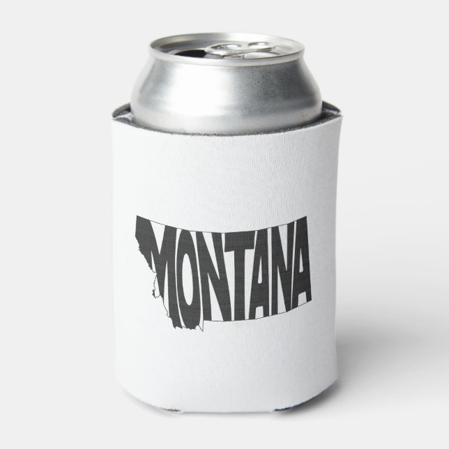 Montana State Name Word Art Black Can Cooler (Can Front)