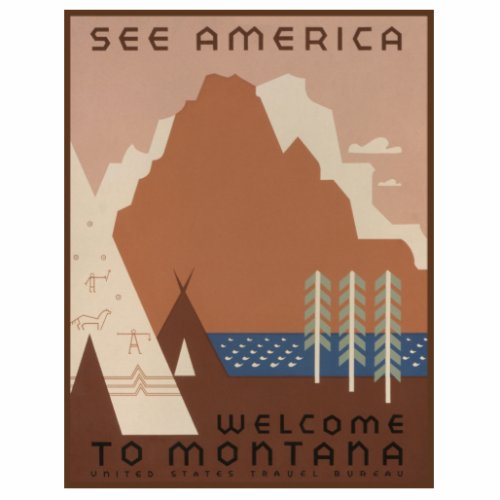 Montana State Native American Indian Tribes WPA Cutout