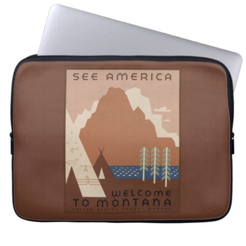 Montana State Native American Indian Tribes WPA Laptop Sleeve
