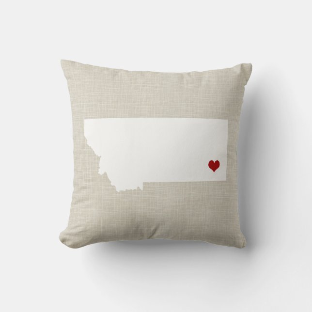 Montana State Pillow Faux Linen Personalized (Front)
