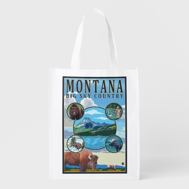 Montana State Scenes Grocery Bag (Front)
