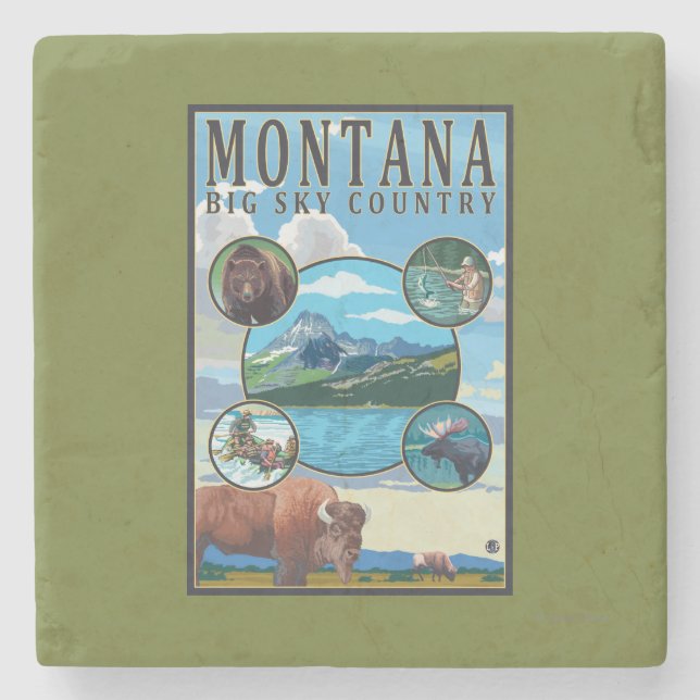 Montana State Scenes Stone Coaster (Front)