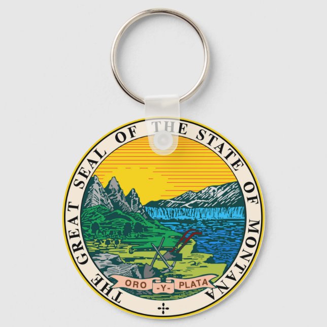 Montana state seal america republic symbol flag keychain (Front)